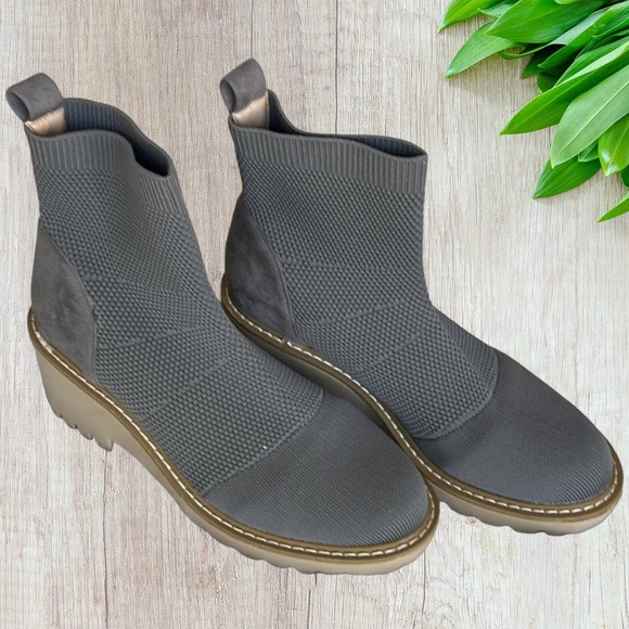 Nicole Miller Shoes - Nicole Miller New York Lele Platform Wedge Sock Bootie in Gray-Sz 7.5